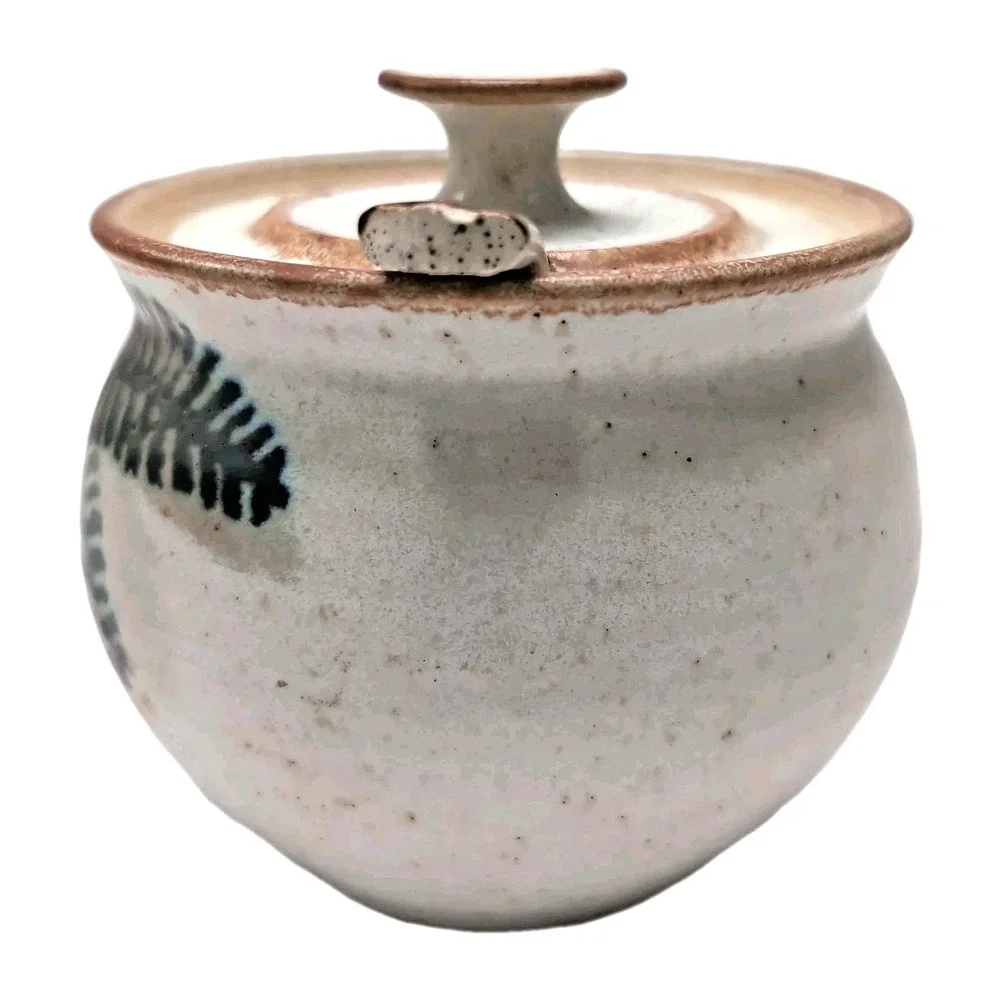 Vtg 70s‎ B. Welsh Studio Pacific Stoneware Lidded Honey Pot Jam Jar Spoon Oregon